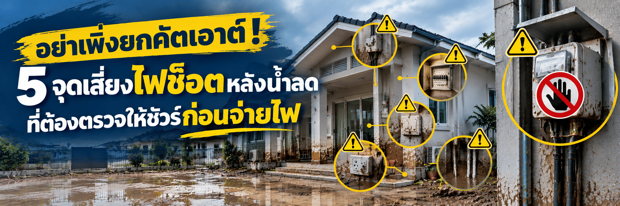 อย่าเพิ่งยกคัตเอาต์! 5 จุดตรวจไฟรั่วหลังน้ำลดก่อนจ่ายไฟ