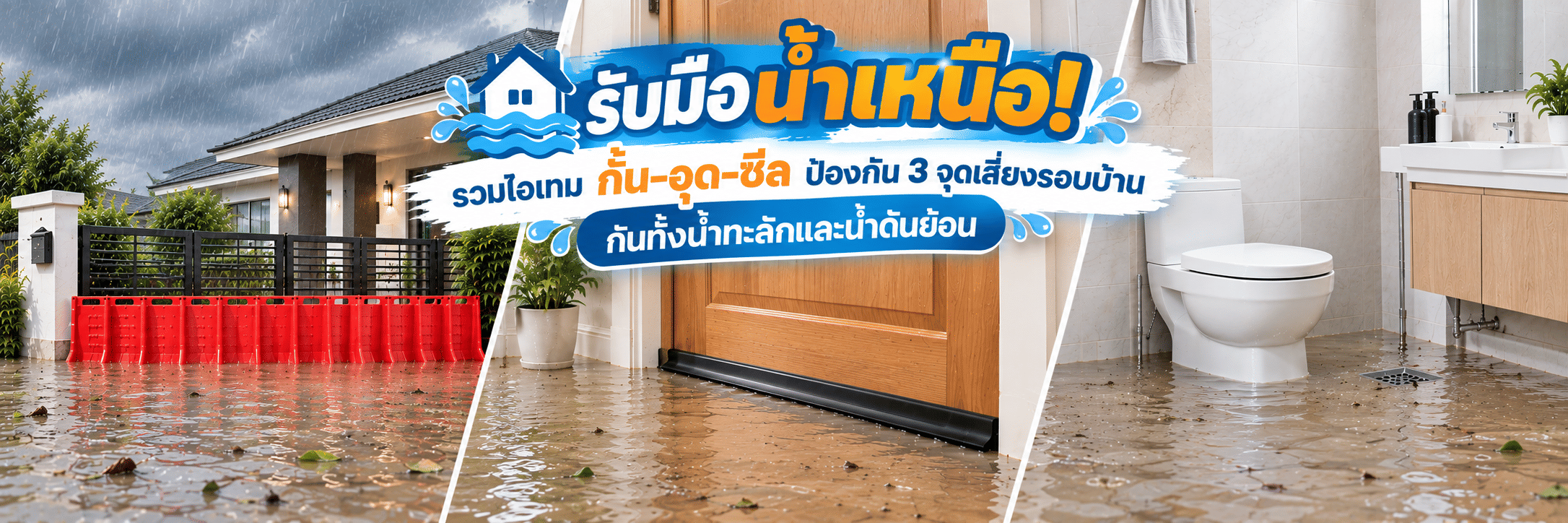 รับมือน้ำเหนือ! รวมไอเทม กั้น-อุด-ซีล ป้องกัน 3 จุดเสี่ยงรอบบ้าน กันทั้งน้ำทะลักและน้ำดันย้อน