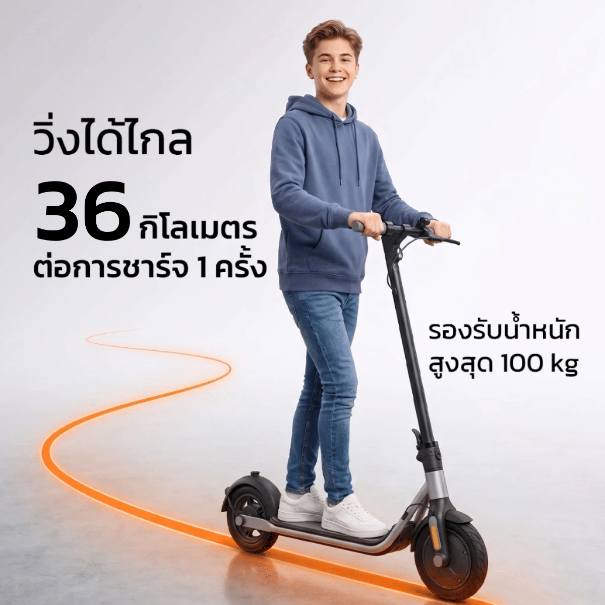 สกู๊ตเตอร์ไฟฟ้า NINEBOT BY SEGWAY D18W PLUS (LONG RANGE) สีเทา_3