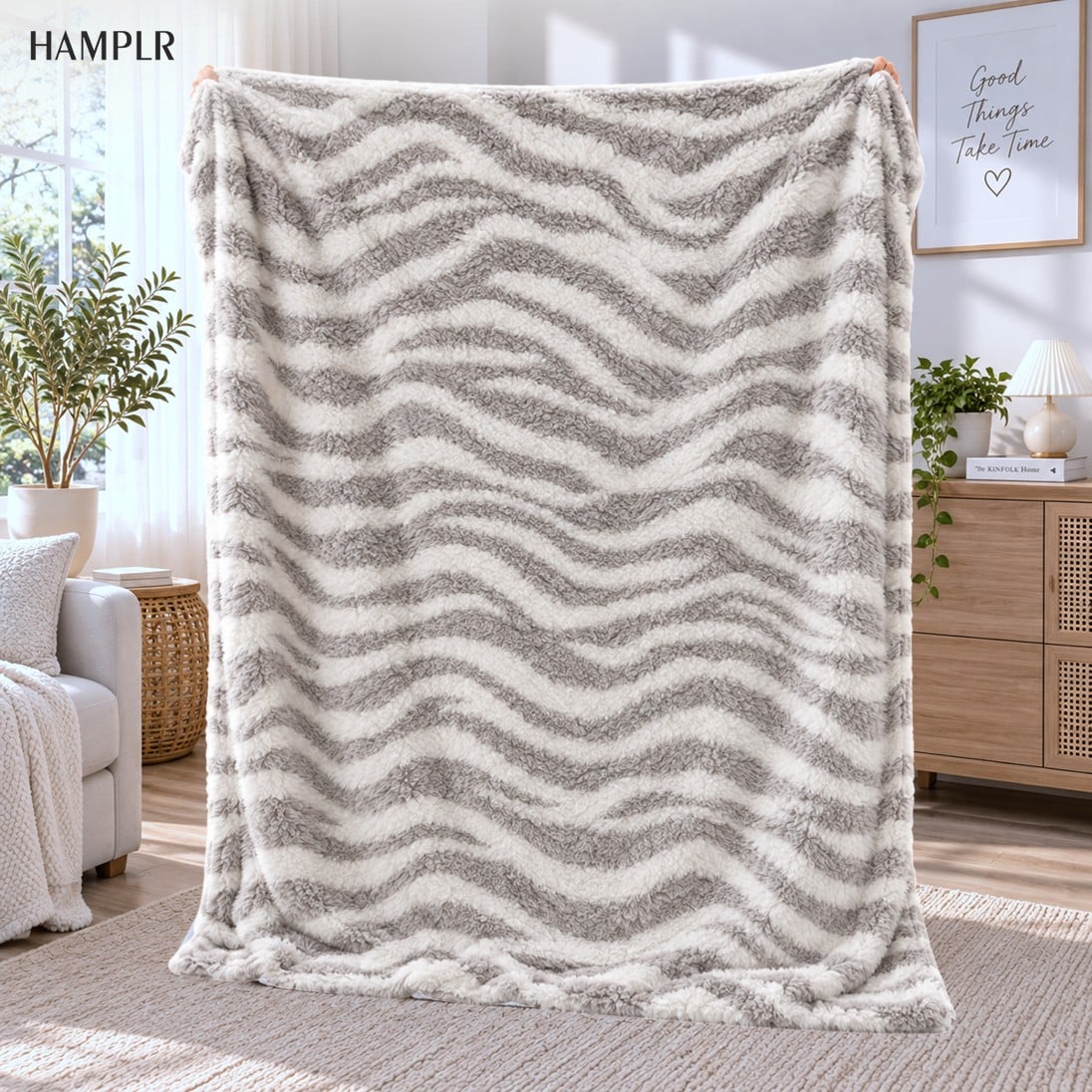 ผ้าห่ม HAMPLR WOMBAT SUPER SOFT 60X80 นิ้ว สี SAND ZEBRA_1