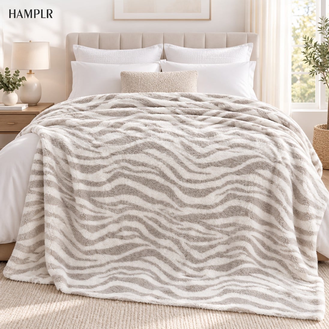 ผ้าห่ม HAMPLR WOMBAT SUPER SOFT 60X80 นิ้ว สี SAND ZEBRA_2