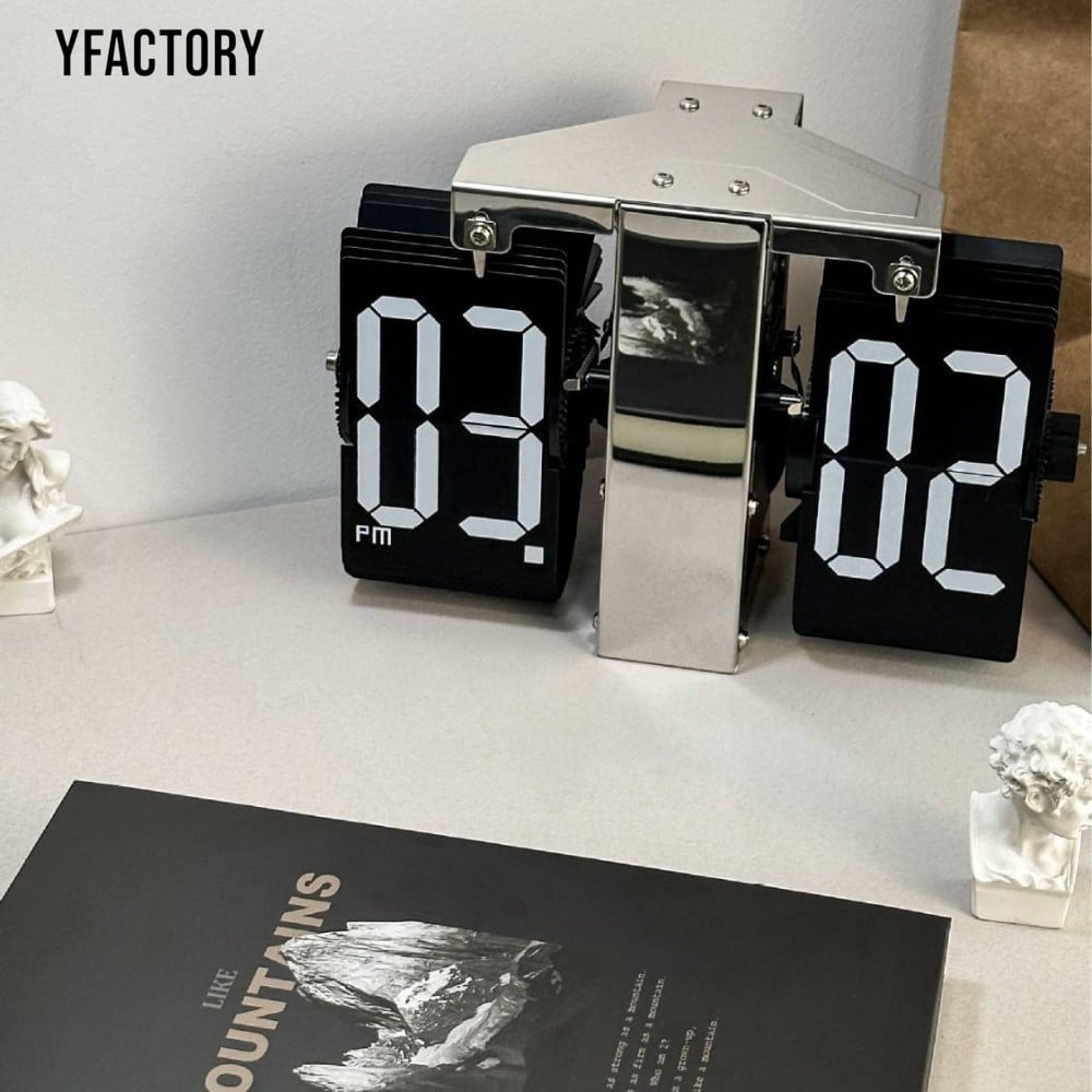 นาฬิกาตั้งโต๊ะ YFACTORY DE115330 สีดำ/เงิน_1