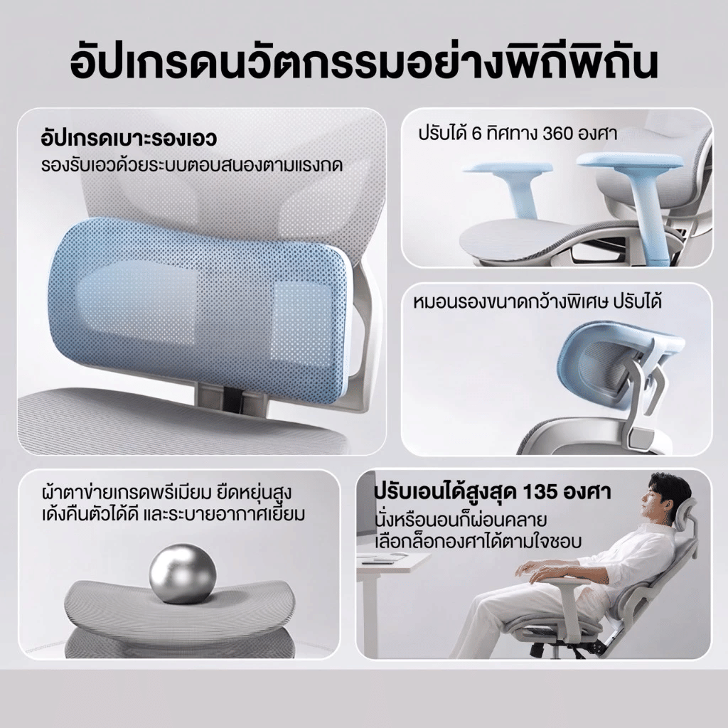 เก้าอี้สุขภาพ ELIFE GC-17 สีดำ มีที่พักเท้า_2